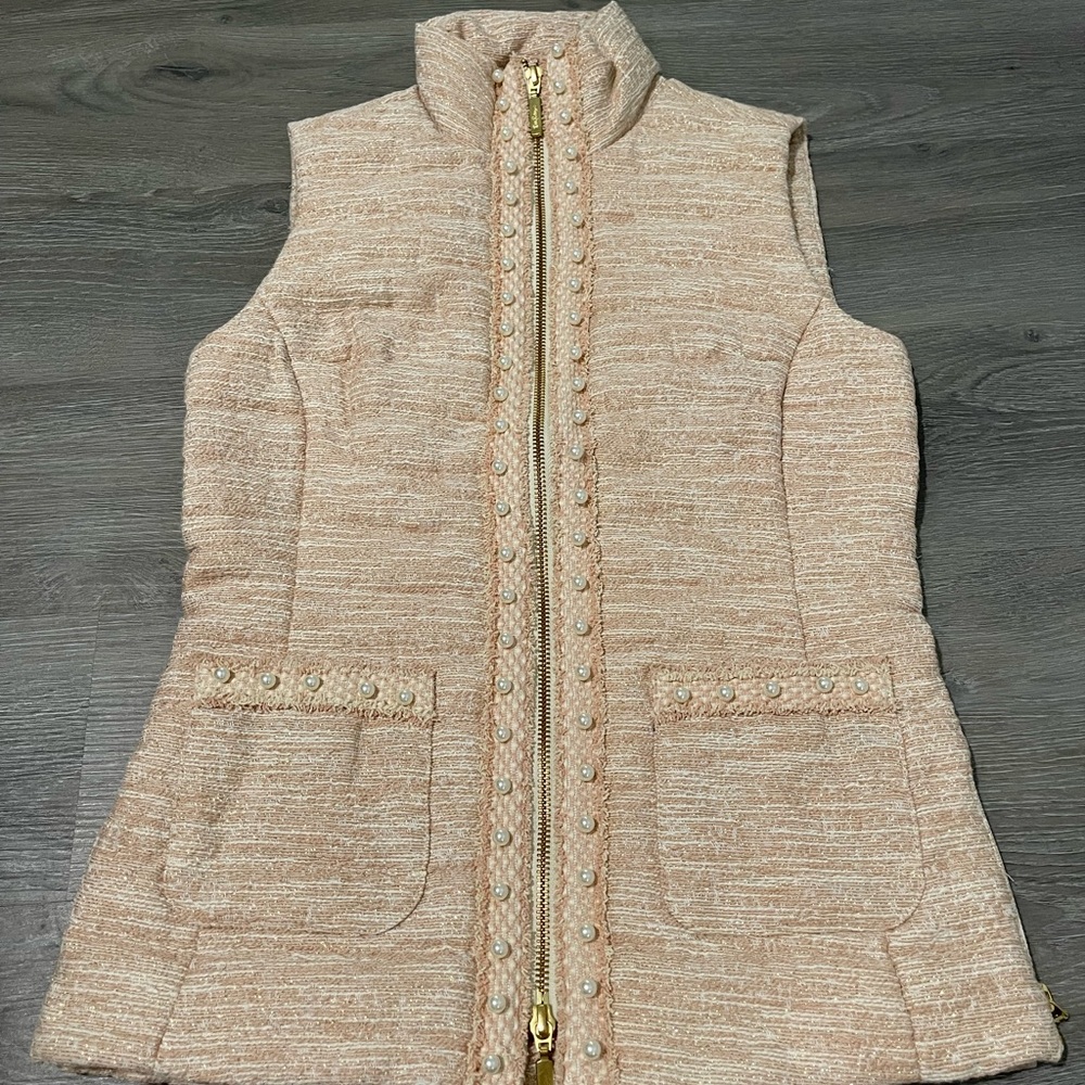 NWT XXS Lily Pulitzer tweed and pearl vest
